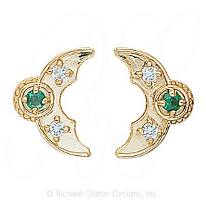 GS341-2 E/D - 14 Karat Gold Slide with Emerald center and Diamond accents 